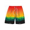 Vacation Hawaiian Couple Outfit Tropical Ombre Coconut Tree Silhouette Print Ruched Dress and Shirt Drawstring Shorts Set - multicolor A S | US 4