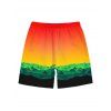 Vacation Hawaiian Couple Outfit Tropical Ombre Coconut Tree Silhouette Print Ruched Dress and Shirt Drawstring Shorts Set - multicolor A S | US 4