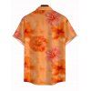 Hawaiian Vacation Couple Outfit Ombre Watercolor Hibiscus Floral Pattern Ruched Bust Mini Dress and Shirt Set - Orange S | US 4