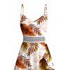 Hawaiian Vacation Couple Outfit Allover Tropical Ombre Leaf Print Lace Hollow Out Slit Dress and Shirt Beach Set - Blanc S | US 4