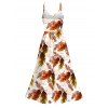 Hawaiian Vacation Couple Outfit Allover Tropical Ombre Leaf Print Lace Hollow Out Slit Dress and Shirt Beach Set - Blanc S | US 4