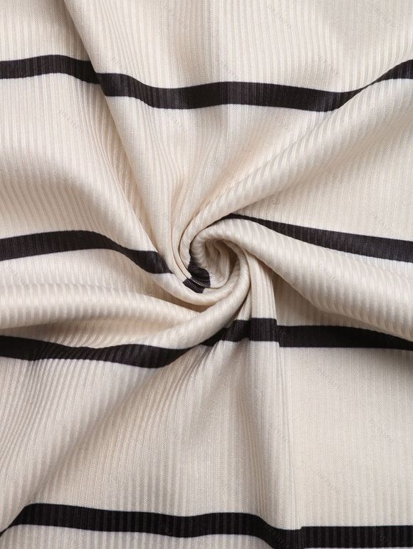 Party Dress Striped Print Flower Decor One Shoulder Bodycon Cocktail Dress - Beige S | US 4