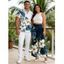 Vacation Couple Outfit Textured Tank Top Hibiscus Floral Leaf Print Belt Pants and Shirt Shorts Set - Blanc S | US 4