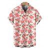 Vintage Vacation Couple Outfit Rose Print Ruched Bust Tied Halter Maxi Dress and Shirt Set - Rose S | US 4