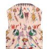 Vacation Couple Outfit Vintage Sun Butterfly Mushroom Cartoon Print Smocked Off the Shoulder Romper and Shirt Set - Rose S | US 4