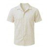 Vacation Couple Outfit Solid Color Textured Surplice Front Twist Knot Waist Dress and Hollow Out Shirt Set - Beige S | US 4