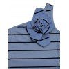 Party Dress Striped Print Flower Decor One Shoulder Bodycon Cocktail Dress - Bleu gris S | US 4