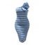 Party Dress Striped Print Flower Decor One Shoulder Bodycon Cocktail Dress - Rose XL | US 10