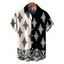 Men's Bohemian Vacation Shirt Contrast Color Baroque Damask Print Button Up Shirt - Noir L
