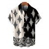 Men's Bohemian Vacation Shirt Contrast Color Baroque Damask Print Button Up Shirt - Noir M
