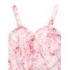 Vacation Dress Watercolor Rose Floral Print Ruffle Tied Cut Out Empire Waist Dress - Rose M | US 6