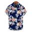 Men's Hawaiian Vacation Shirt Hibiscus Floral Tropical Leaf Print Button Up Shirt - Bleu de Minuit S