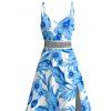 Hawaiian Vacation Dress Allover Tropical Floral Leaf Print Lace Hollow Out Slit Dress - Bleu clair XXXXXL | US 20