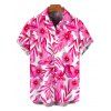 Men's Hawaiian Vacation Shirt Allover Tropical Floral Leaf Print Button Up Shirt - Rose Vif S