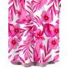 Men's Hawaiian Vacation Shirt Allover Tropical Floral Leaf Print Button Up Shirt - Rose Vif S