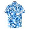 Men's Hawaiian Vacation Shirt Allover Tropical Floral Leaf Print Button Up Shirt - Bleu clair 5XL