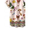 Men's Vacation Shirt Vintage Sun Butterfly Mushroom Cartoon Print Button Up Shirt - Rose S
