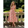 Vintage Vacation Dress Rose Print Ruched Bust Tied Garden Style Halter Maxi Dress - Rose S | US 4