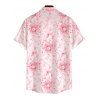 Men's Vacation Shirt Watercolor Rose Floral Print Button Up Shirt - Rose S