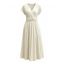 French Style Dress Solid Color Textured Surplice Front Twist Knot Waist V Neck Elegant Dress - Beige S | US 4