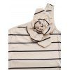Party Dress Striped Print Flower Decor One Shoulder Bodycon Cocktail Dress - Beige S | US 4