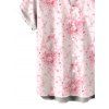 Vacation Couple Outfit Watercolor Rose Floral Print Ruffle Tied Cut Out Empire Waist Dress and Shirt Set - Rose S | US 4