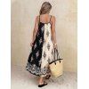Bohemian Vacation Couple Outfit Contrast Color Baroque Damask Print Spaghetti Strap Maxi Dress and Shirt Set - Noir S | US 4