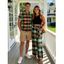 Vintage Couple Outfit Textured Tank Top Multi-color Plaid Print Belt Pants and Shirt Shorts Set - multicolor A S | US 4