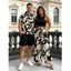Vacation Couple Outfit Textured Tank Top Leaf Silhouette Print Belt Pants and Shirt Shorts Set - Noir S | US 4