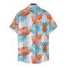 Hawaiian Vacation Couple Outfit Palm Leaf Print Flounce Off the Shoulder Smocked Slit Dress and Shirt Set - Orange S | US 4
