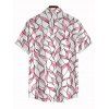 Hawaiian Vacation Couple Outfit Abstract Leaf Print Tied Pocket Off the Shoulder Jumpsuit and Shirt Set - Rose S | US 4