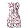 Hawaiian Vacation Couple Outfit Abstract Leaf Print Tied Pocket Off the Shoulder Jumpsuit and Shirt Set - Rose S | US 4