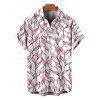 Hawaiian Vacation Couple Outfit Abstract Leaf Print Tied Pocket Off the Shoulder Jumpsuit and Shirt Set - Rose S | US 4