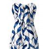 Hawaiian Vacation Jumpsuit Abstract Leaf Print Tied Pocket Off the Shoulder Jumpsuit - Bleu profond M | US 6