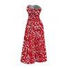 Vacation Wide Leg Jumpsuit Abstract Graffiti Print Tied Pocket Off the Shoulder Jumpsuit - Rouge L | US 8-10