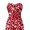 Vacation Wide Leg Jumpsuit Abstract Graffiti Print Tied Pocket Off the Shoulder Jumpsuit - Rouge XXXL | US 16