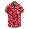 Hawaiian Vacation Couple Outfit Abstract Graffiti Print Tied Pocket Off the Shoulder Wide Leg Jumpsuit and Shirt Set - Rouge S | US 4