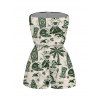 Hawaiian Vacation Romper Wave Tribal Print Pocket Off the Shoulder Romper - Vert profond L | US 8-10