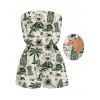 Hawaiian Vacation Romper Wave Tribal Print Pocket Off the Shoulder Romper - Vert profond XL | US 12