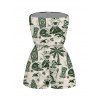 Hawaiian Vacation Couple Outfit Wave Tribal Print Pocket Off the Shoulder Romper and Shirt Set - Vert profond S | US 4