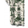 Hawaiian Vacation Couple Outfit Wave Tribal Print Pocket Off the Shoulder Romper and Shirt Set - Vert profond S | US 4