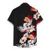 Vacation Couple Outfit Hibiscus Floral Tropical Leaf Print Lace Hollow Out Slit Dress and Shirt Set - Noir S | US 4