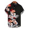 Vacation Couple Outfit Hibiscus Floral Tropical Leaf Print Lace Hollow Out Slit Dress and Shirt Set - Noir S | US 4