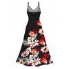 Vacation Couple Outfit Hibiscus Floral Tropical Leaf Print Lace Hollow Out Slit Dress and Shirt Set - Noir S | US 4