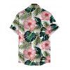 Men's Hawaiian Vacation Shirt Tropical Monstera Leaf Floral Print Button Up Shirt - Turquoise Foncée 5XL