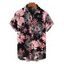 Men's Vacation Shirt for Beach Tropical Hand-Drawn Flower Pattern Button Up Shirt - Rose 5XL