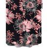Men's Vacation Shirt for Beach Tropical Hand-Drawn Flower Pattern Button Up Shirt - Rose 5XL