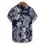 Men's Hawaiian Vacation Shirt Tropical Pineapple Print Button Up Shirt - Bleu de Minuit 5XL