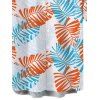Men's Hawaiian Vacation Shirt Bicolor Palm Leaf Print Button Up Shirt - Orange 5XL
