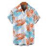 Men's Hawaiian Vacation Shirt Bicolor Palm Leaf Print Button Up Shirt - Orange 5XL